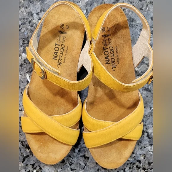 Naot, the Throne Wedge Sandals, Yellow (Marigold) Women's Size 7 (38) - Picture 11 of 11